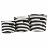 Design Imports CAMZ38448 Pe Coated Herringbone Woven Cotton Stripe Round Laundry Storage Bin,