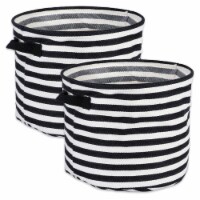 Design Imports CAMZ38450 12 x 12 x 9.5 in. Pe Coated Herringbone Woven Stripe Cotton Round La