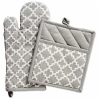 Design Imports CAMZ38478 Lattice Oven Mitt & Potholder Set - Gray