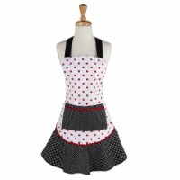 Design Imports CBBB85478 Black & Red Polka Dot Ruffle Apron