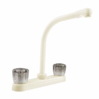 Dura Faucet Hi-Rise RV Kitchen Faucet with Clear Knobs - Bisque Parchment