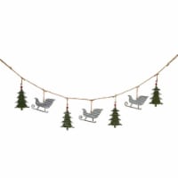 Christmas Tree/Sleigh Garland Metal Primitive Looking Snow 158786