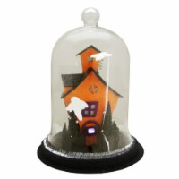 Midwest 9.75  Clear and Black LED Spooky House with Ghosts on the Roof Halloween Cloche