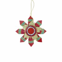Midwest 5  Red and Gold Glittered Christmas Snowflake Ornament