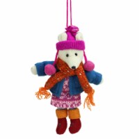 Midwest 6.25 Bohemian Holiday Plush Polar Bear Girl with Dangling Legs Christmas Ornament