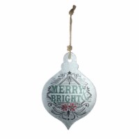Midwest 20  Silver and Green 'Merry Bright' Onion Christmas Wall Hanging Ornament