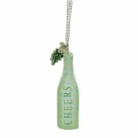 Midwest 4.5 Green CHEERS Wine Bottle with Grapes Tag Christmas Ornament
