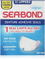 Sea Bond Lower Secure Denture Adhesive Seals, For an All Day Strong Hold,  Original Flavor Seals, 30 Count 