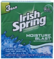Irish Spring Moisture Blast Deodorant Bar Soap for Men 3.7 Oz 3 Pack (Pack of 10)