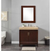 InVanity C36S-139R 36 in. Corona Cherry Finish Single Vanity with Travertine Ramp Style Sink