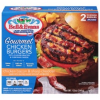 Bell & Evans® Air Chilled Gourmet Chicken Burgers With Chicken Bacon & Cheddar Cheese Perspective: Main