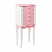 Mele and Co Louisa Girl's Pink and White Wooden Jewelry Armoire