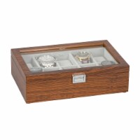 Mele and Co Jayson Glass Top Wooden Watch Box in Mahogany Finish