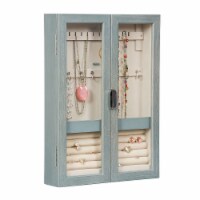 Mele and Co Leia Hanging Jewelry Cabinet in Oceanside Grey Finish