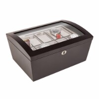 Mele and Co Royce Locking Glass Top Wooden Watch Box in Java Finish