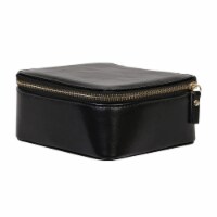 Mele & Co. Midnight Matte Black 7.25 x 6.5 x 3.5 Vegan Leather Travel Jewelry Case, Bento Box