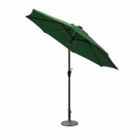 9 ft. Aluminum Umbrella with Crank & Solar Guide Tubes - Brown Pole & Green Fabric