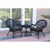 W00211-2-CES017 3 Piece Santa Maria Black Wicker Chair Set, Black Cushion
