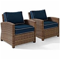 Bradenton 2 Piece Outdoor Wicker Seating Set, Navy