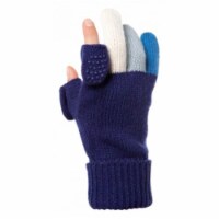 Multi Color Fingers Wool Knit Texting Gloves - Navy