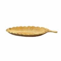 Classic Touch LP1009 Gold Leaf Shaped Platter with Vein Design