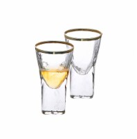 Set of 6 Pebble Glass Liquor Glasses with Gold Rim