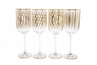 Set of 4 Mix and Match Wine Glasses with 24k Gold Design