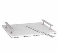 White Marble Challah Tray w Knife