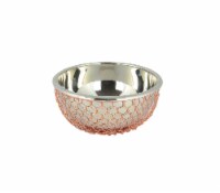 Small Nickel Salad Bowl with Copper Woven Design