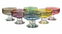 Set of 6 Colored Dessert Bowls With Rich Gold Design- Dishwashing Safe