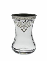 Set of 6 Tea Cups with Silver Design
