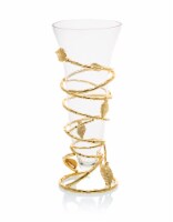 Clear Glass Vase with Removable Gold Leaf Base