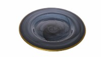 Set Of 4 black alabaster Dinner Plates W Gold-Scalloped 11 D