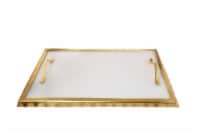 White Marble Challah Tray With Gold Rim And Handles