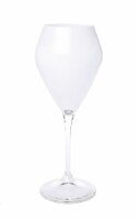 Set of 6 White V-Shaped Wine Glasses with Clear Stem