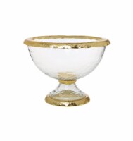 Large Glass Footed Bowl with Gold Border