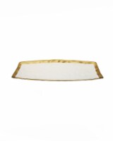 White Porcelain Oblong Tray with Gold Rim