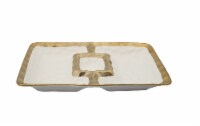 White Porcelain Chip & Dip Bowl with Gold Border