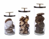 Set of 3 Glass Canisters with Stainless Steel Lid