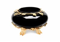 10  Black Glass Bowl with Gold Detail