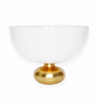10 White Glass Bowl with Gold Base