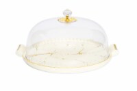11 White Porcelain Cake Dome with Gold Design