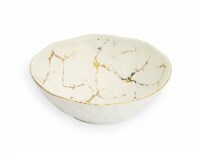 White Porcelain Bowl with Gold Design - 8.75 D x 3 H