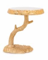 White Marble Gold Edged Cake Stand with Branch Base -12.25 H