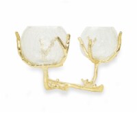 Gold 2 Branch Centerpiece - 11 L x 9.5 W x 6.30 H Glass - 4 D