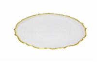 Alabaster White Dinner Plates with Gold Trim, Set of 4