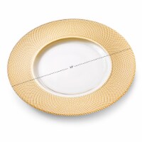 Set of 4 Glass Chargers With Gold Dotted Border - 13 D