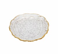 Set of 4 Glass Salad Plates with Gold Trim