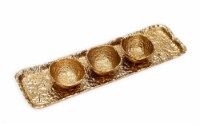 Textured Gold 3 Bowl Relish Dish - 15.25 L