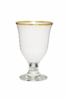 Set of 6 Short Stem Water Glasses White with Clear Stem and Gold Rim